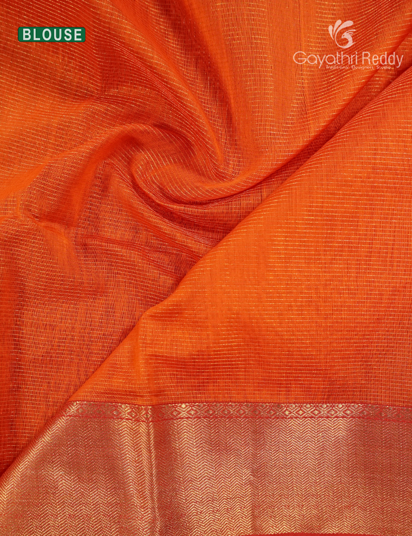 Pure Chanderi Sico Saree in Light Orange