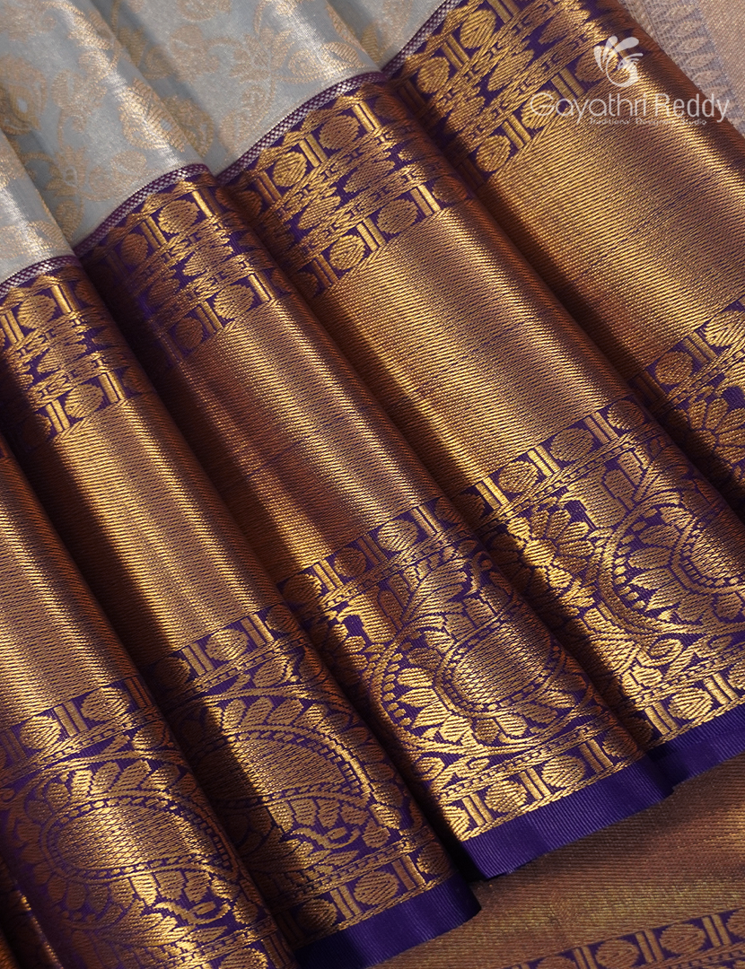 Semi Kanchipuram Silk Saree in Grey
