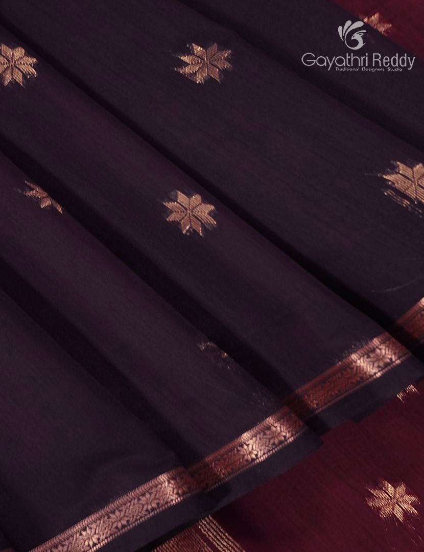 Kanchipuram Sico Saree in Deep Purple and Burgundy