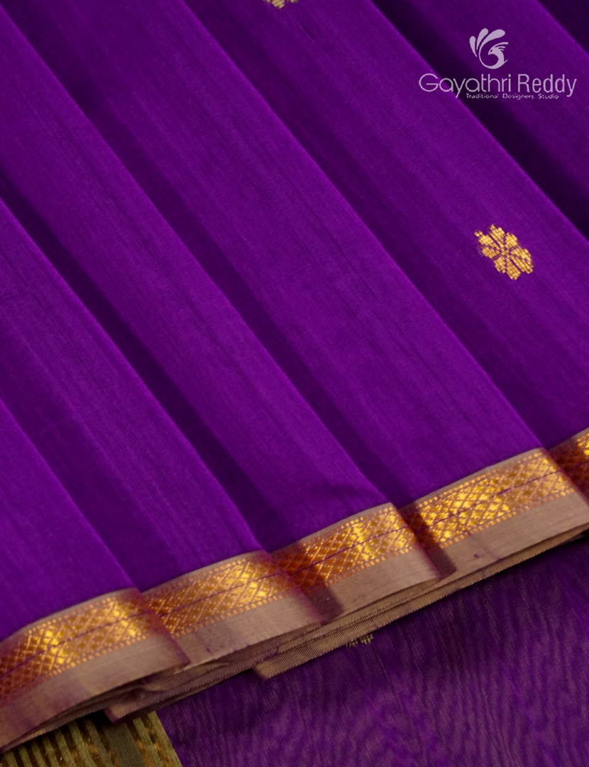 Pure Chanderi Sico Saree in Purple