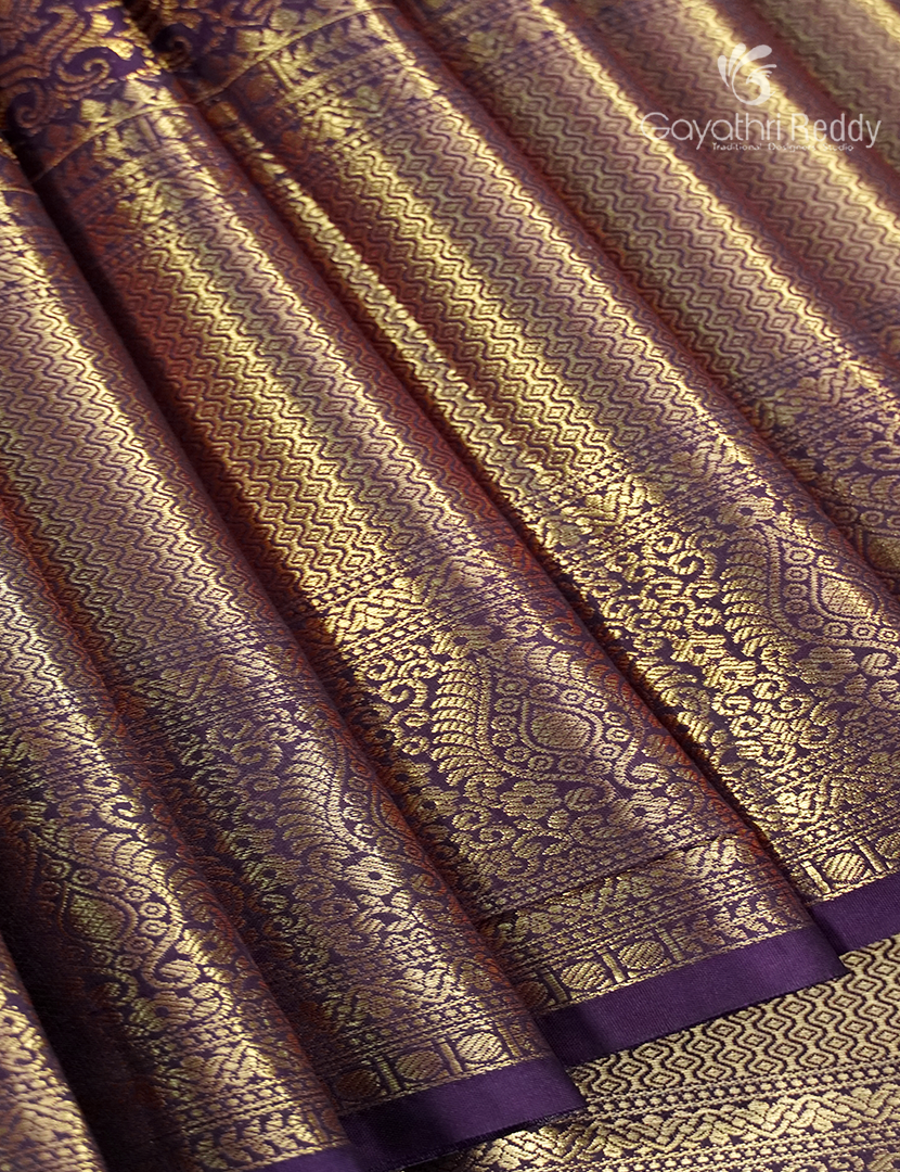 Semi Kanchipuram Silk Saree in Deep Violet