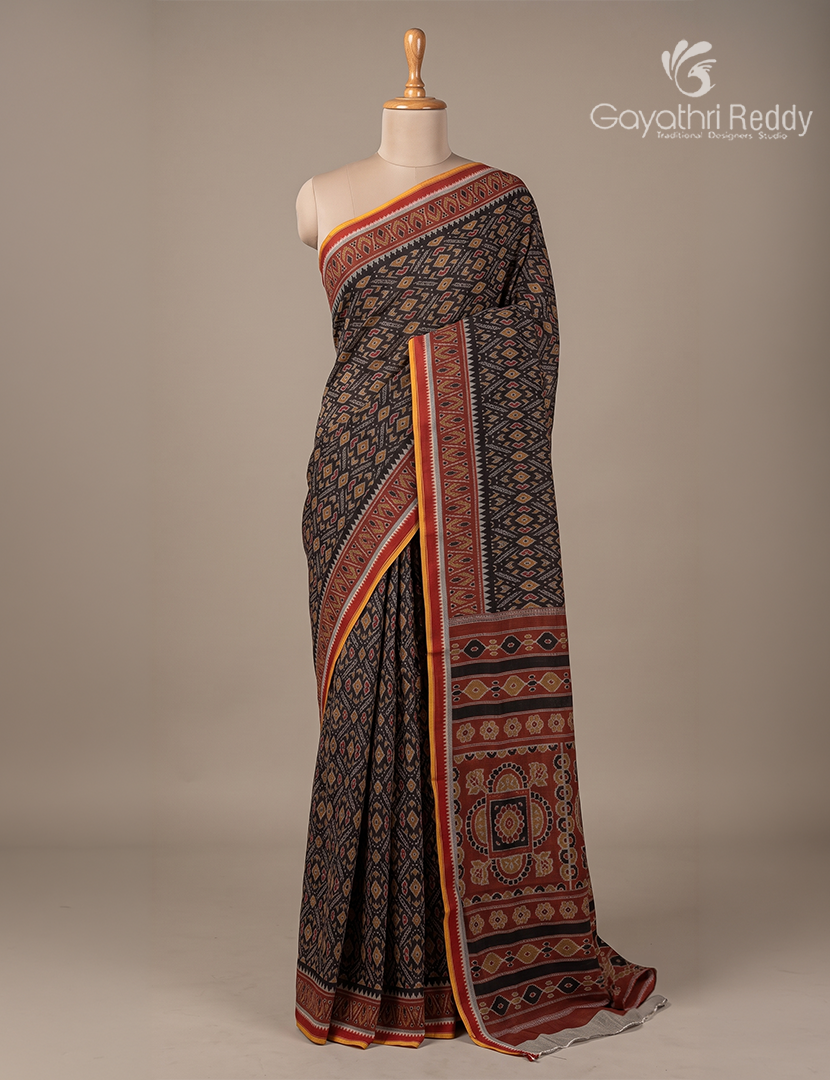 Vidharbha Cotton Saree in Rust and Black