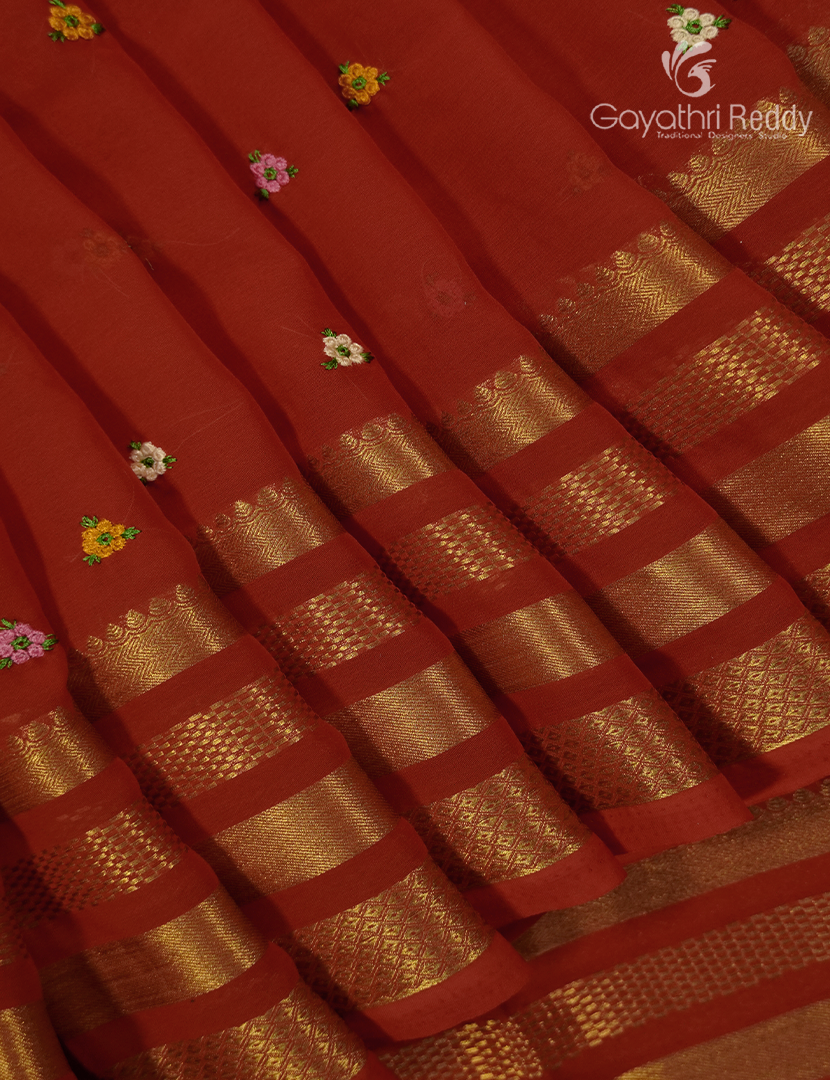 Chiffon Fancy Saree in Orange