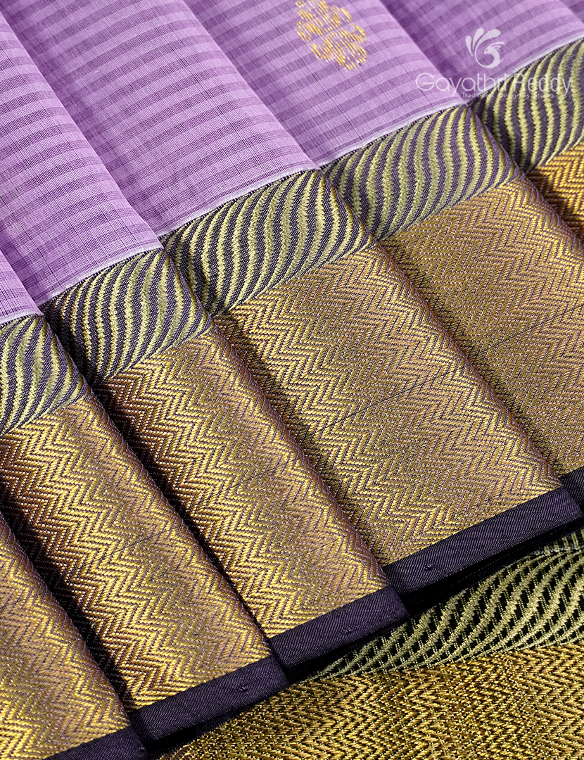 Pure Chanderi Sico Saree in Lavender and Black