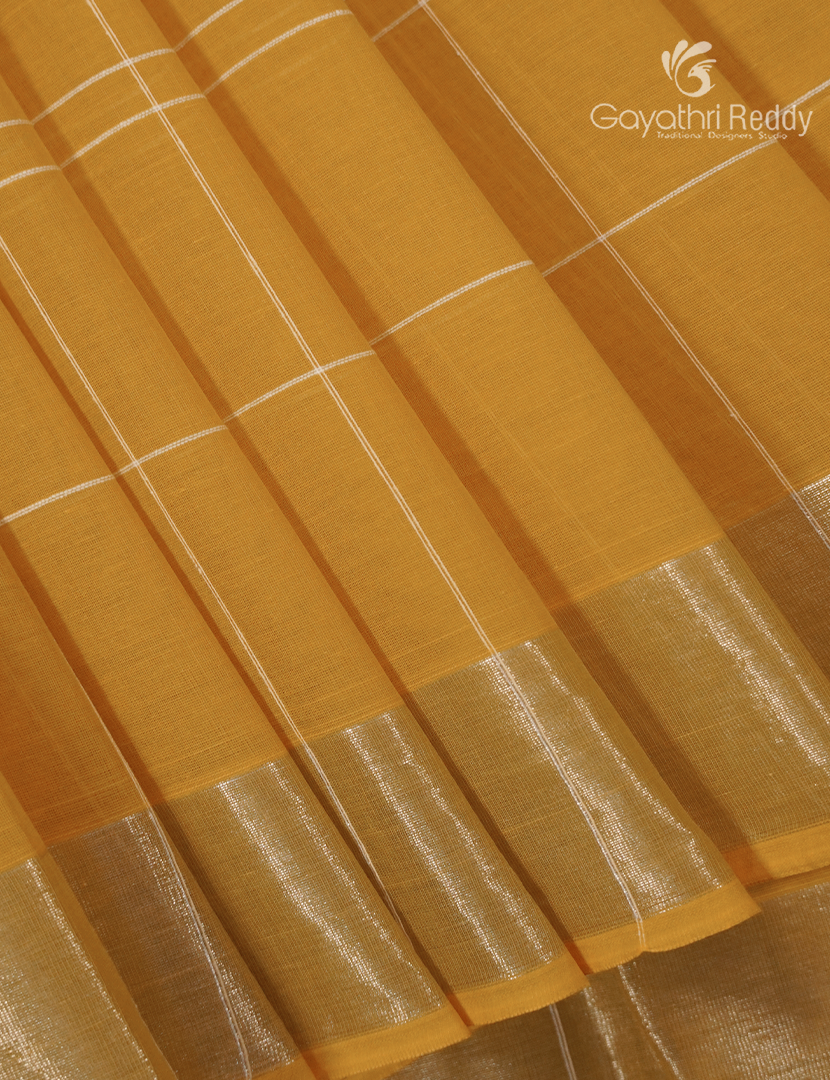 Pure Kanchi Cotton Saree in Yellow