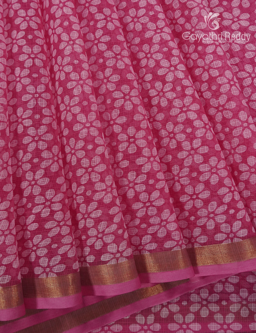 Premium Quality Cotton Kota Saree in Rani Pink