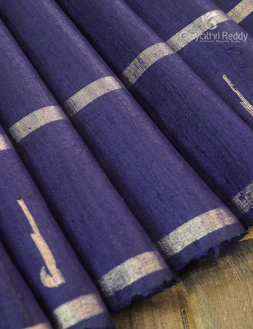 Pure Khadi Pattu Saree in Deep Navy Blue