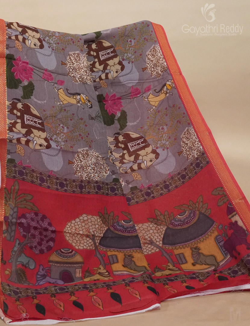 COTTON PRINT SAREE-C666