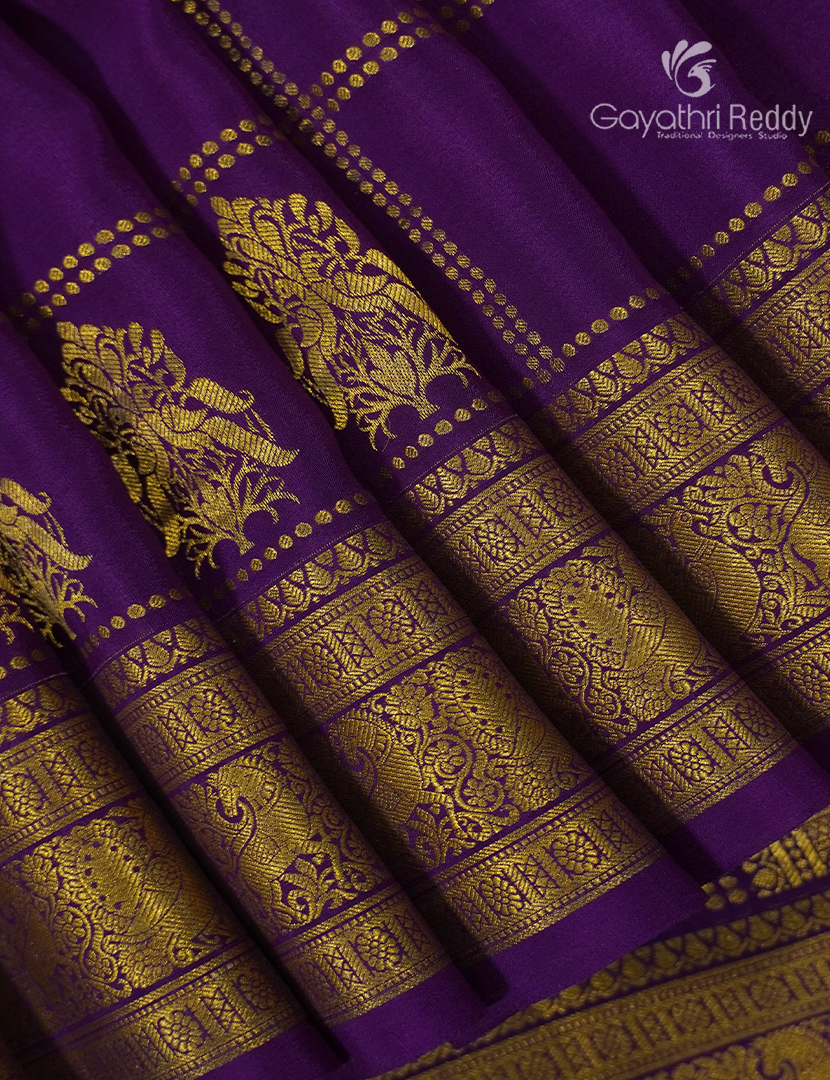 Pure Mysore Silk Saree in Deep Violet