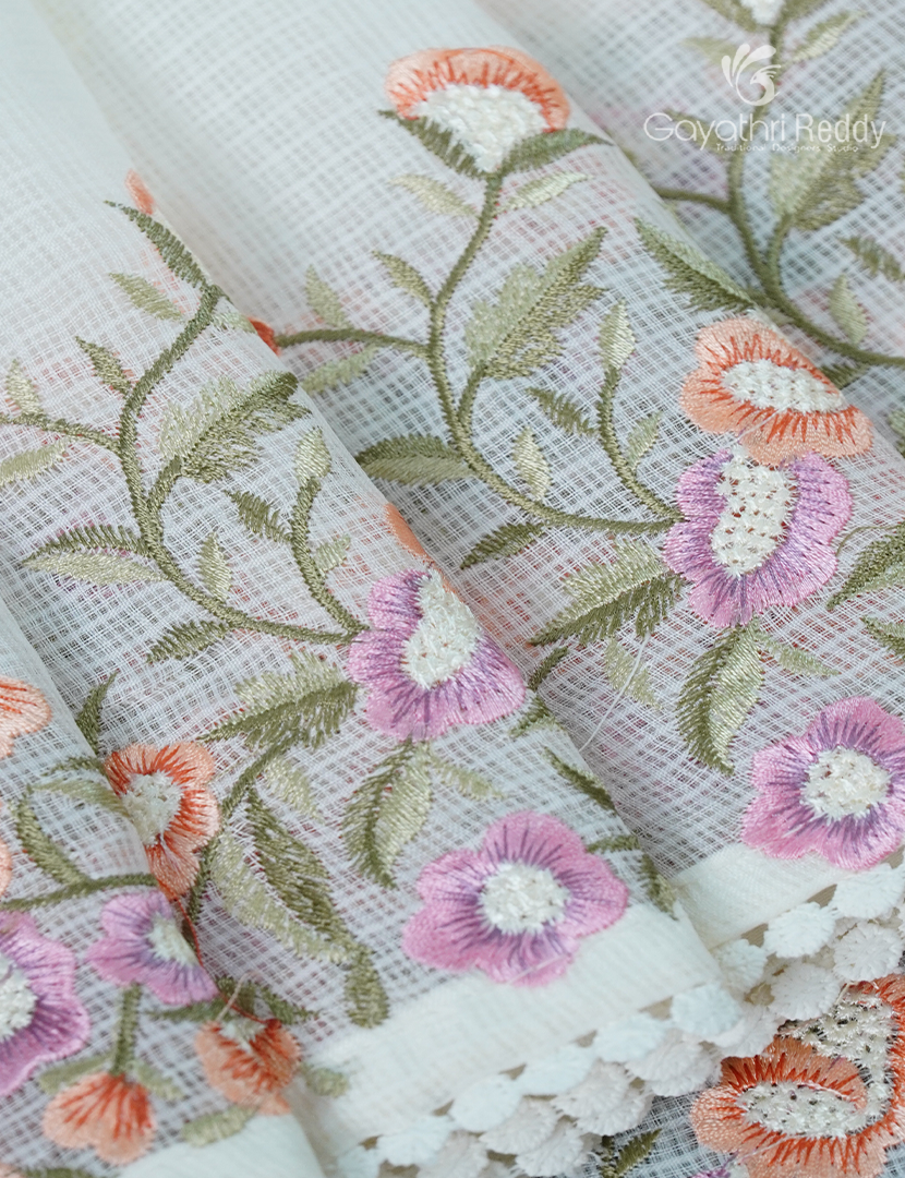 Kota Fancy Saree in Off-White