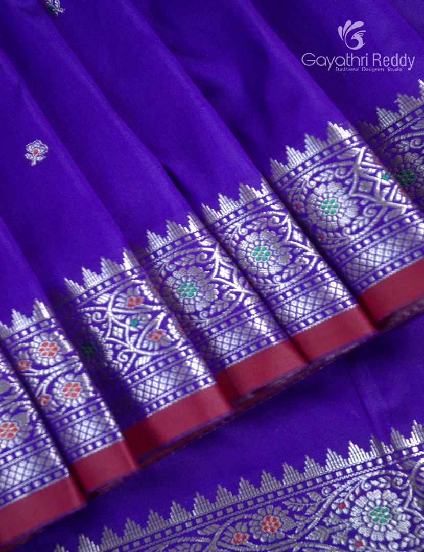 Semi Banaras Katan Silk Saree in Violet