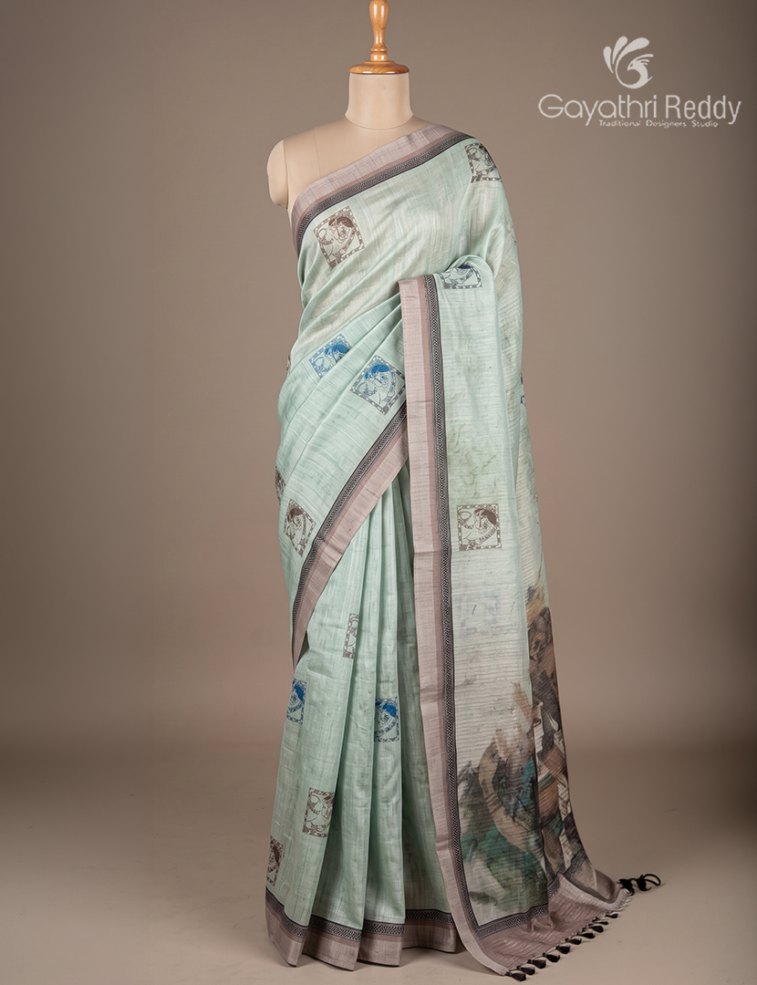 Pure Linen Saree in Cream