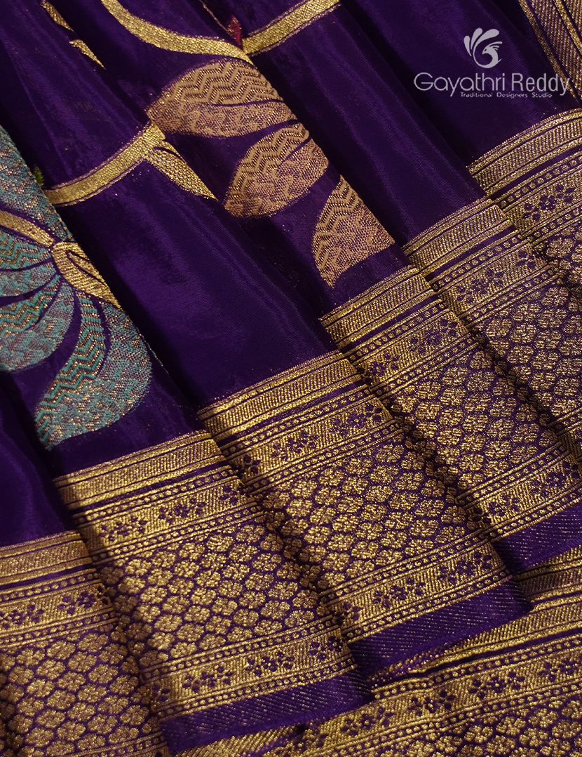 Pure Satin Silk Saree in Purple