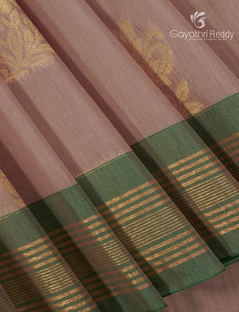 Kanchipuram Sico Saree in Beige and Sea Green