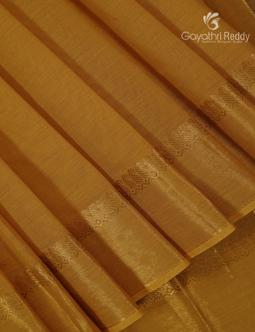 Pure Kanchi Cotton Saree in Mustard