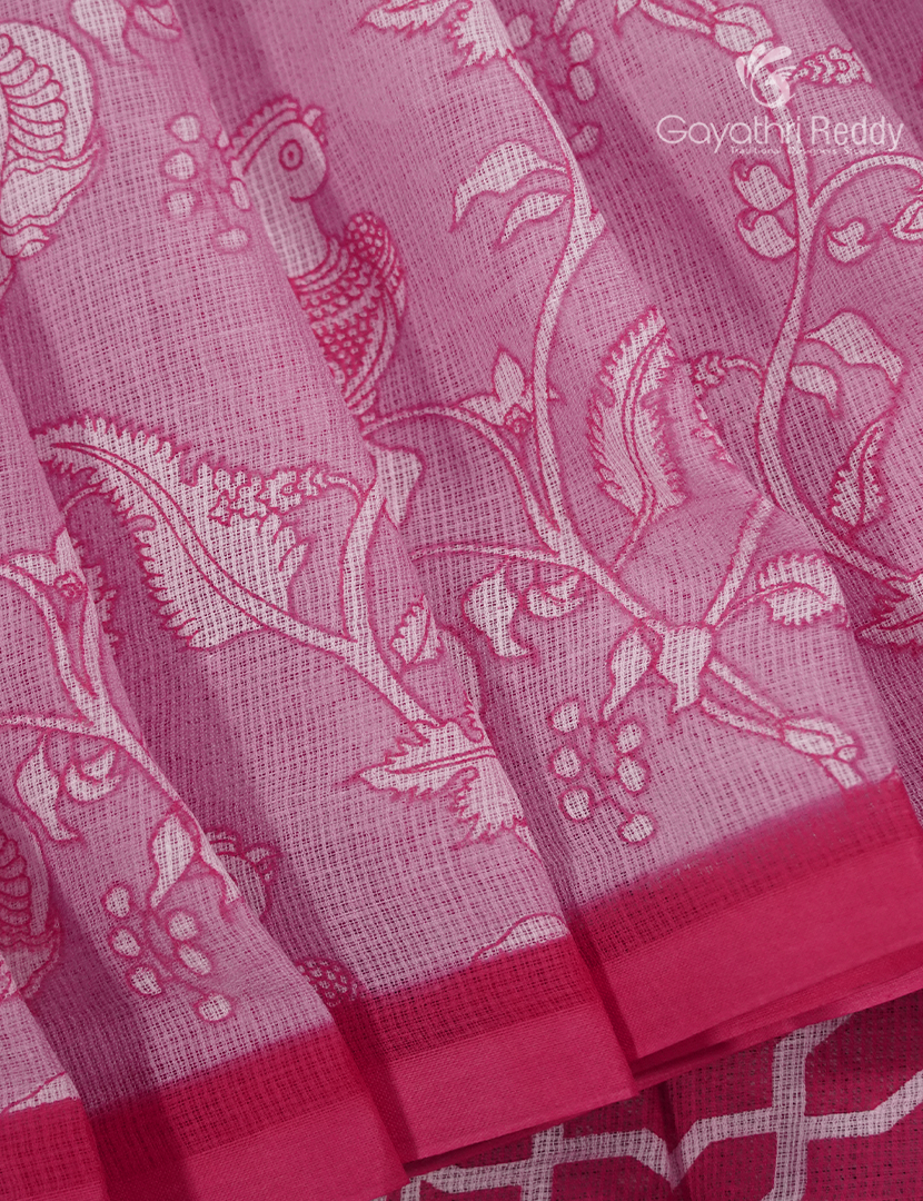 Munga Cotton Saree in Baby Pink and Deep Pink