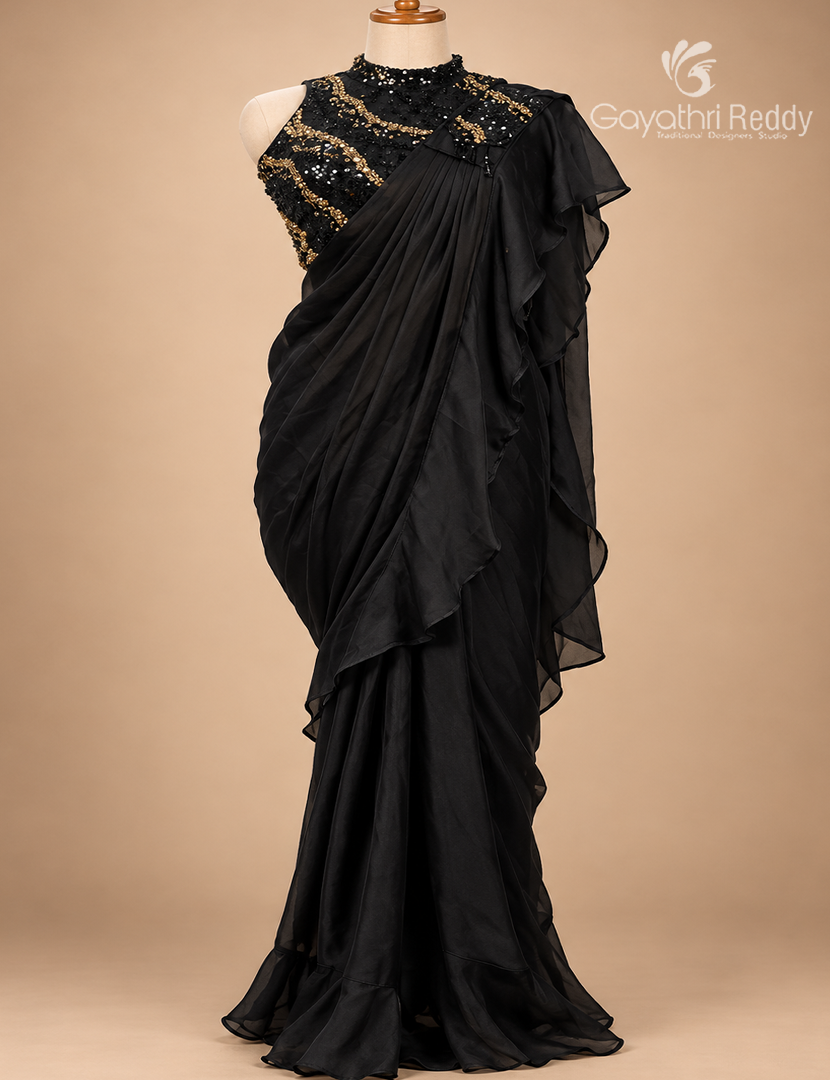 One Minute Saree in Black