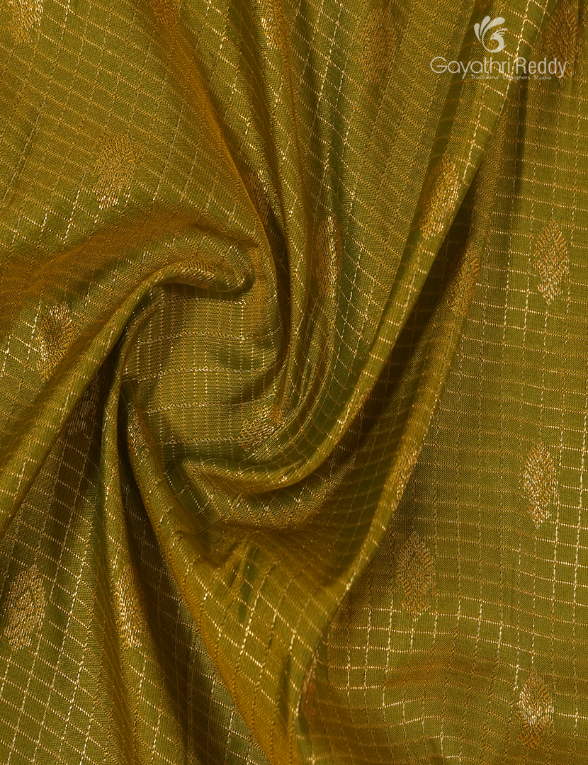 Semi Kanchipuram Silk Saree in Mehendi Green and Purple