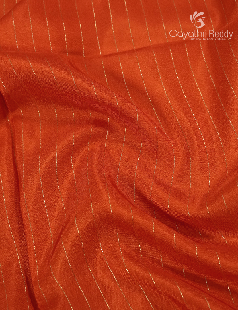 Semi Mysore Crepe Saree in Orange and Deep Pink