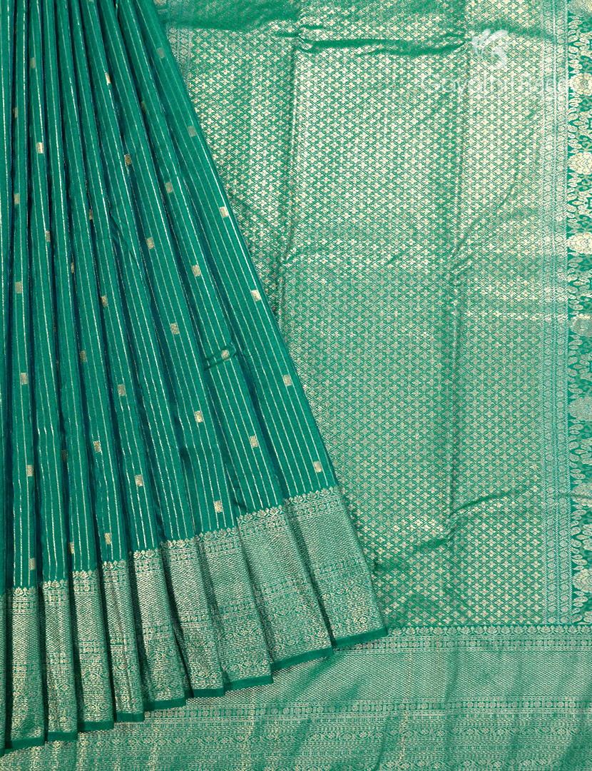 Semi Kanchipuram Silk Saree in Rama Green