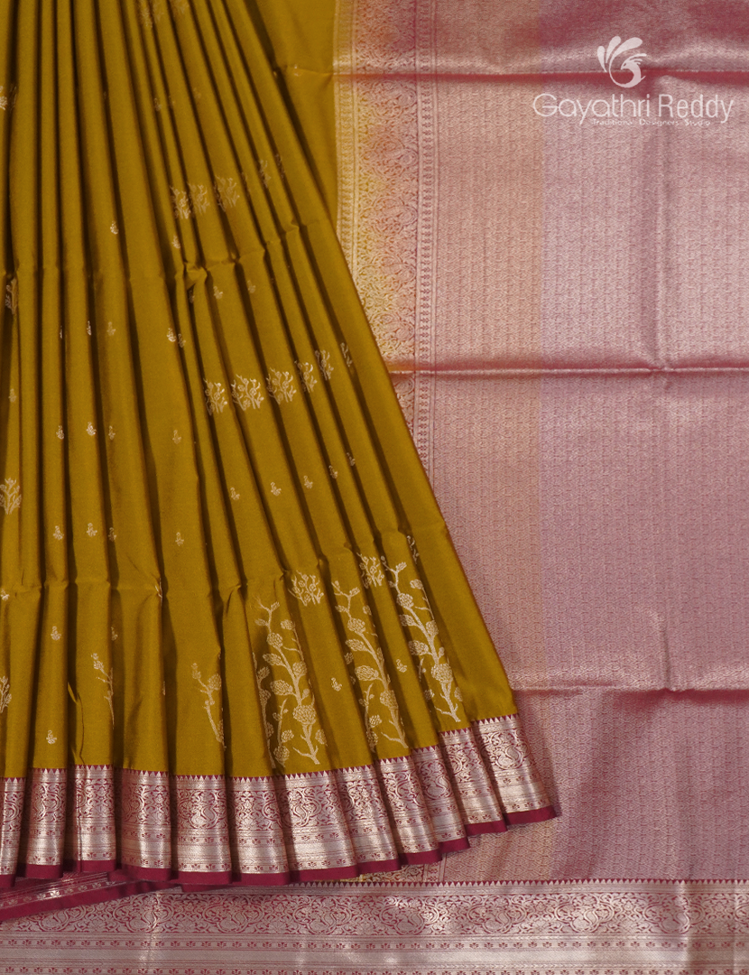 Soft Silk Saree in Deep Mustard and Deep Pink