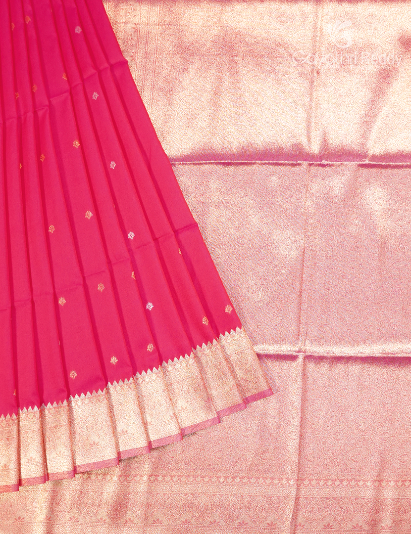 Semi Kanchipuram Art Silk Saree in Fuchsia Pink