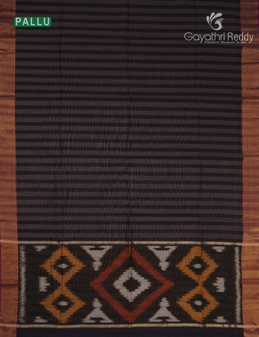 Semi Ikat Sico Saree in Navy Blue