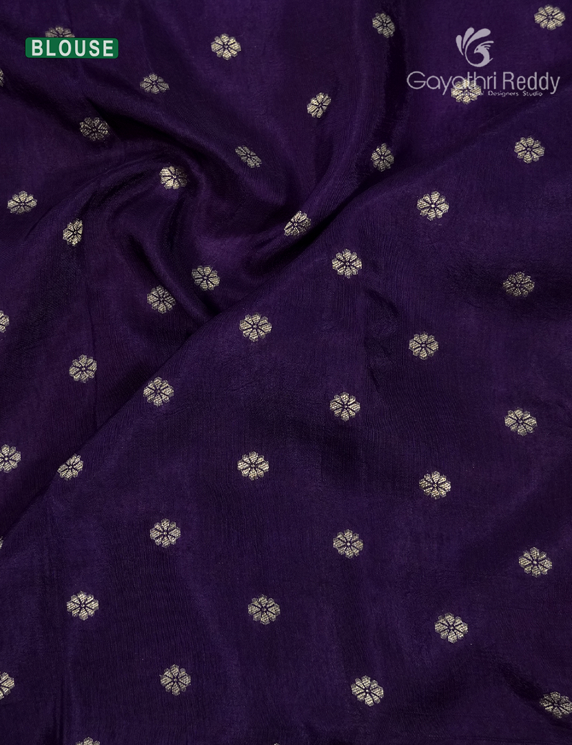 Semi Mysore Crepe Saree in Rani Pink and Navy Blue