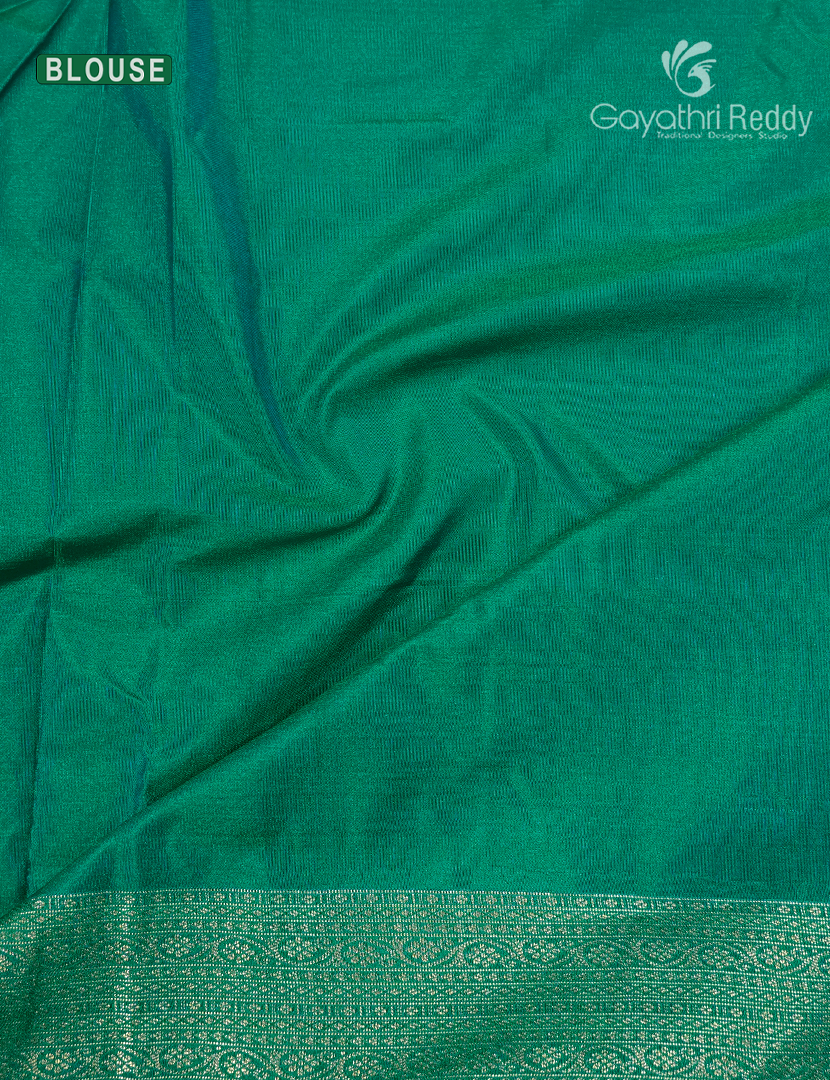 Semi Kanchipuram Silk Saree in Rama Green
