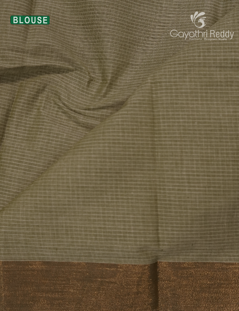 Pure Kanchi Cotton Saree in Olive Green