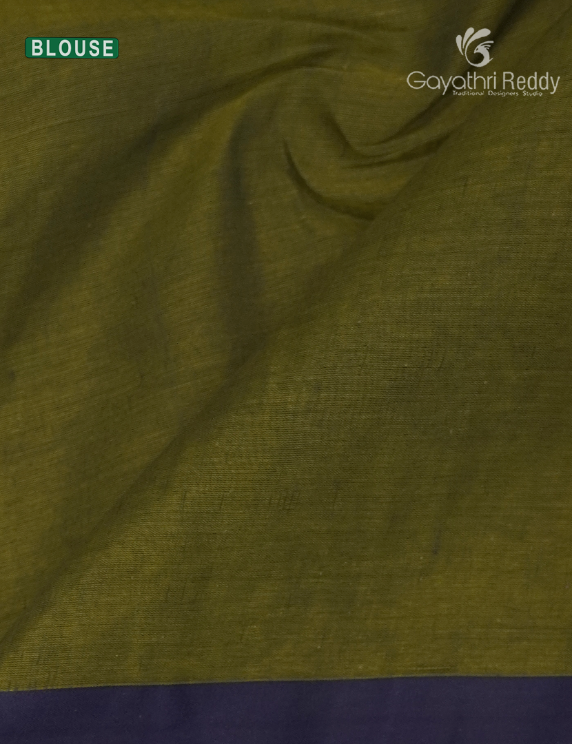 Jamdani Cotton Saree in Deep Olive Green