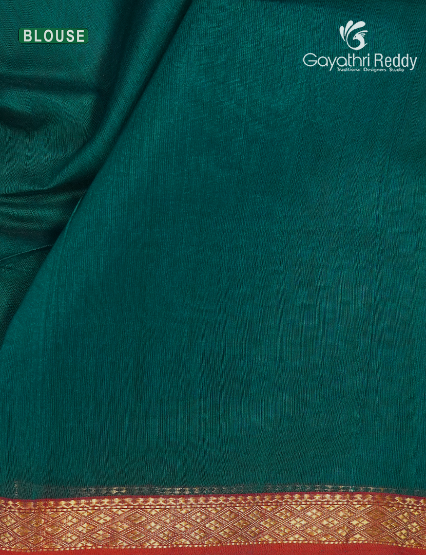 Pure Chanderi Sico Saree in Deep Rama Green