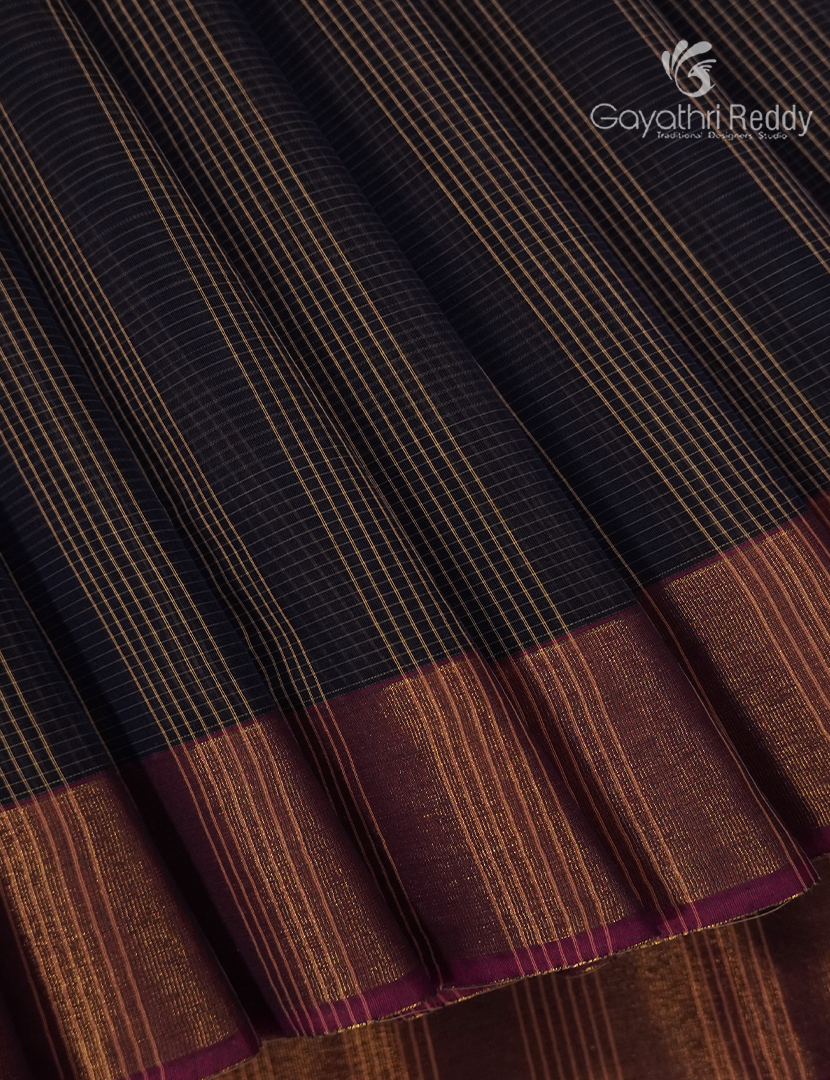 Semi Ikat Sico Saree in Navy Blue