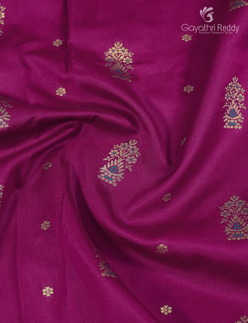 Semi Kanchipuram Silk Fancy Saree in Deep Magenta andd Sea Foam Green