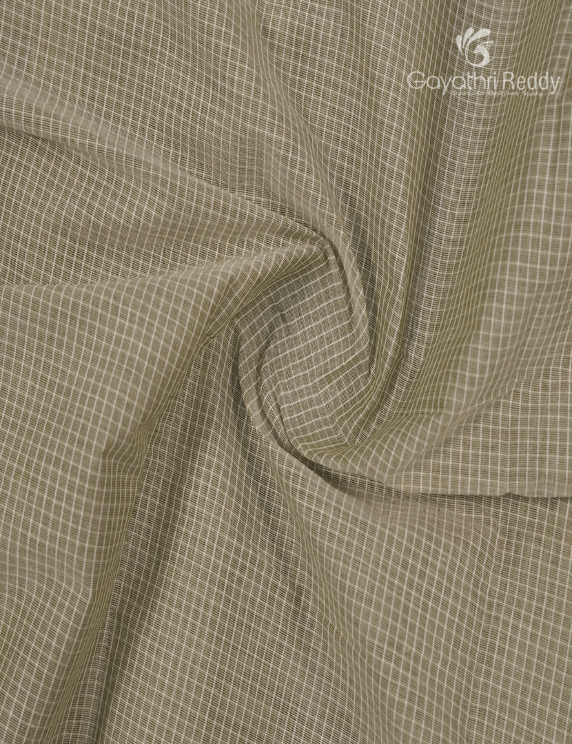 Pure Kanchi Cotton Saree in Olive Green