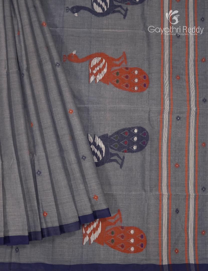 Jamdani Cotton Saree in Grey