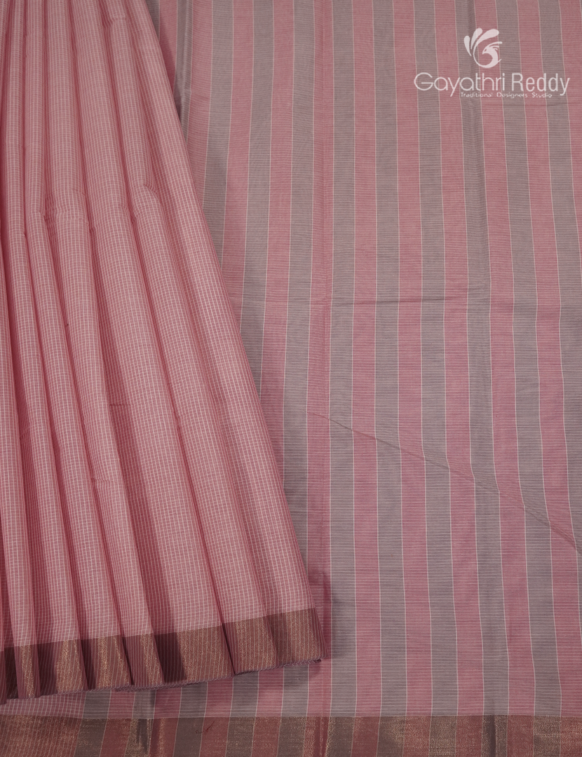 Pure Kanchi Cotton Sareein Baby Pink