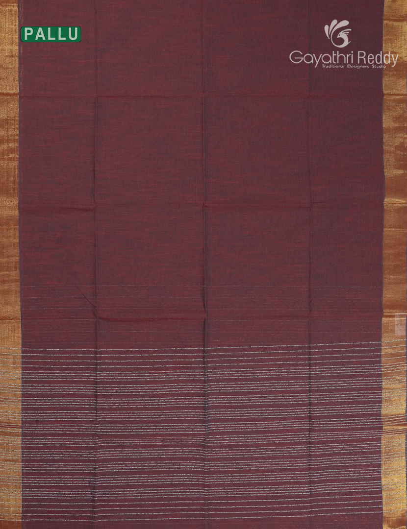 Pure Handloom Cotton Saree in Deep Maroon