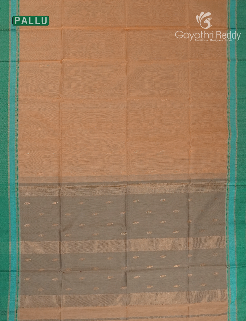 Pure Chanderi Sico Saree in Orange and Rama Green