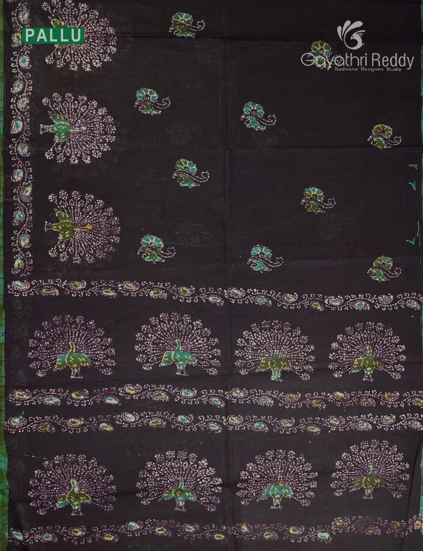 Cotton Batik Print Saree in Deep Brown