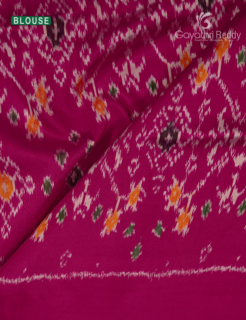 Pure Ikat Silk Saree in Light Rose Gold Pink