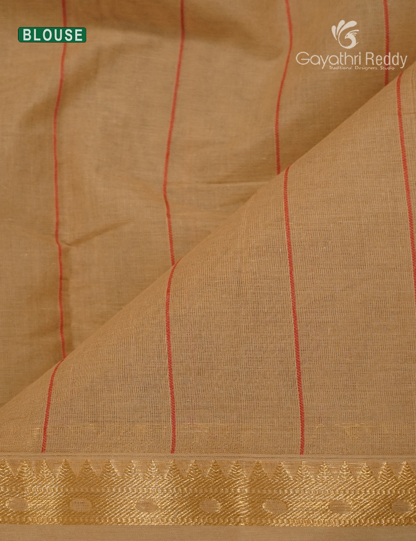 Pure Kanchi Cotton Saree Beige and Rust