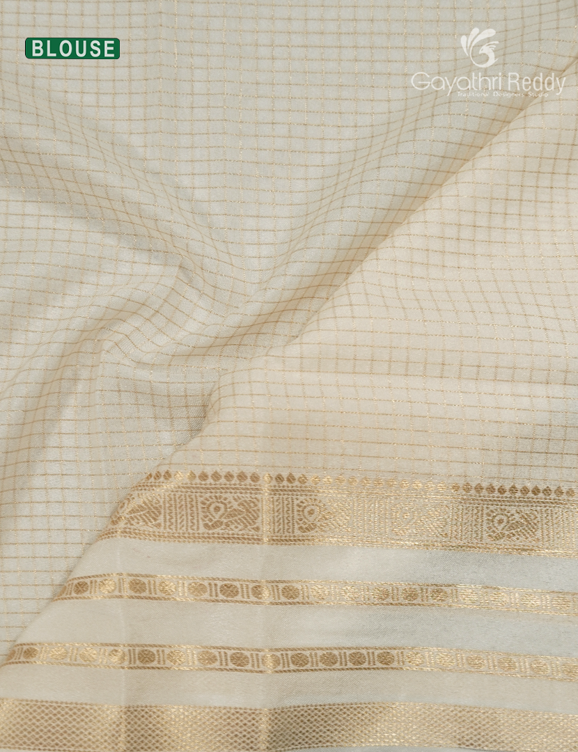 Semi Mysore Crepe Saree in Burgundy and White