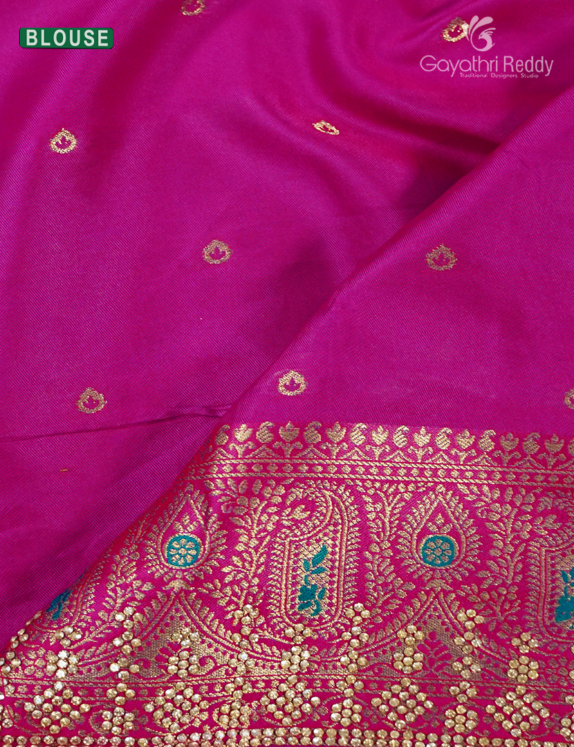 Semi Kanchipuram Silk Fancy Saree in Deep Rama Blue and Rani Pink