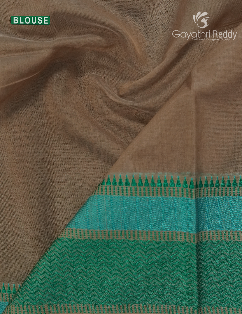Pure Chanderi Sico Saree in Orange and Rama Green