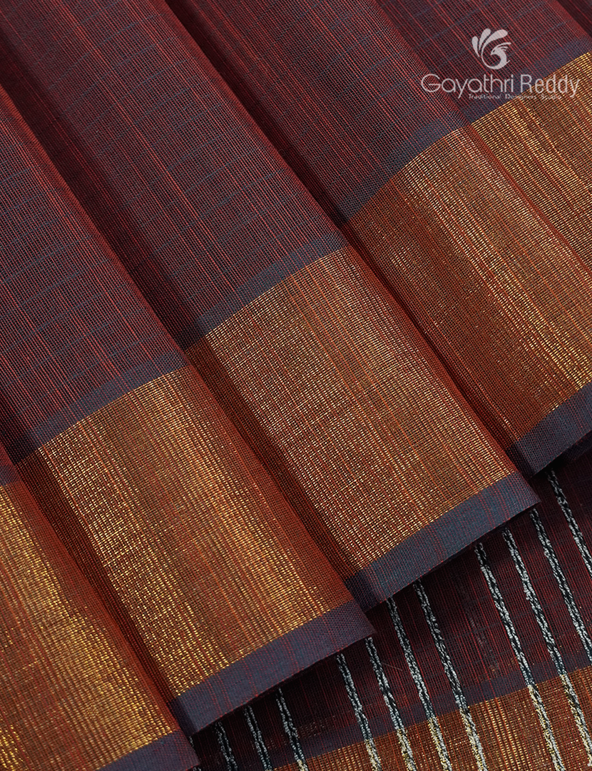 Pure Handloom Cotton Saree in Deep Maroon
