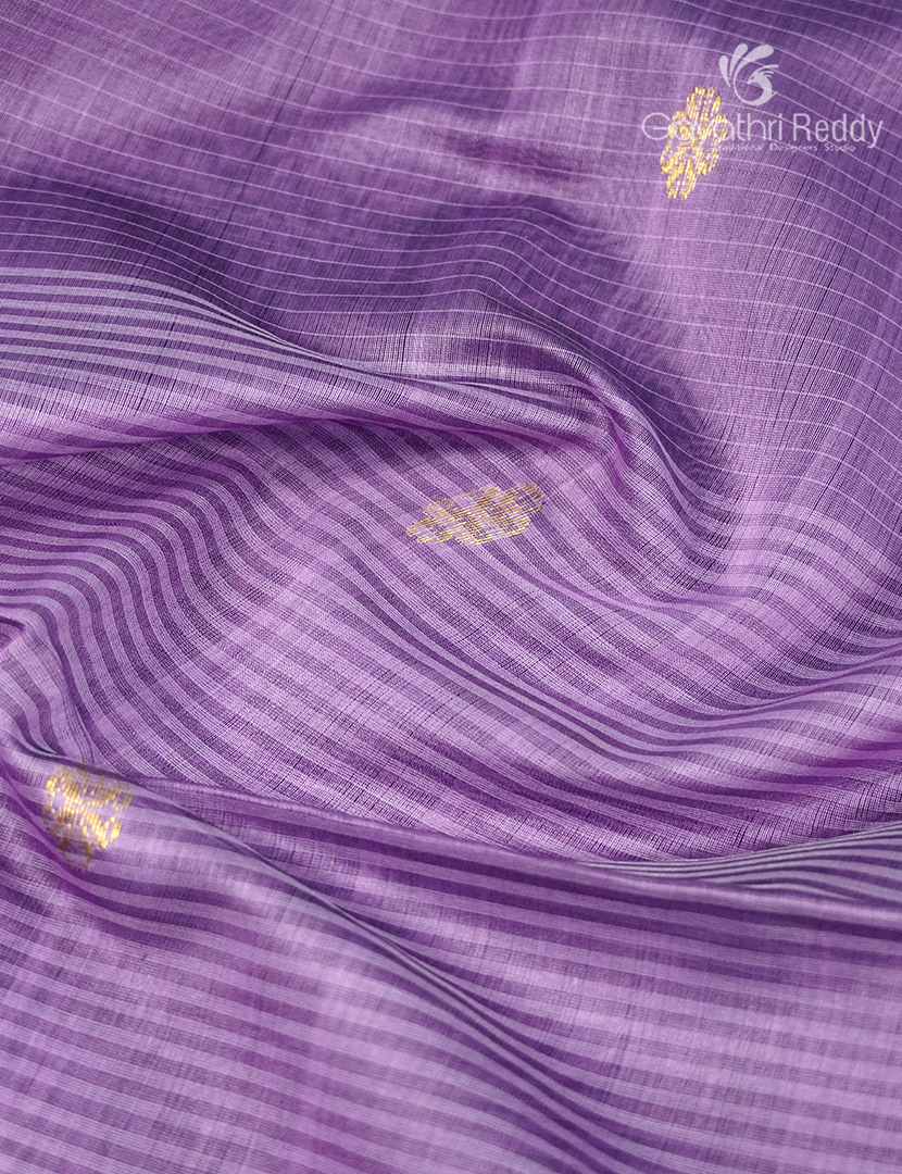 Pure Chanderi Sico Saree in Lavender and Black