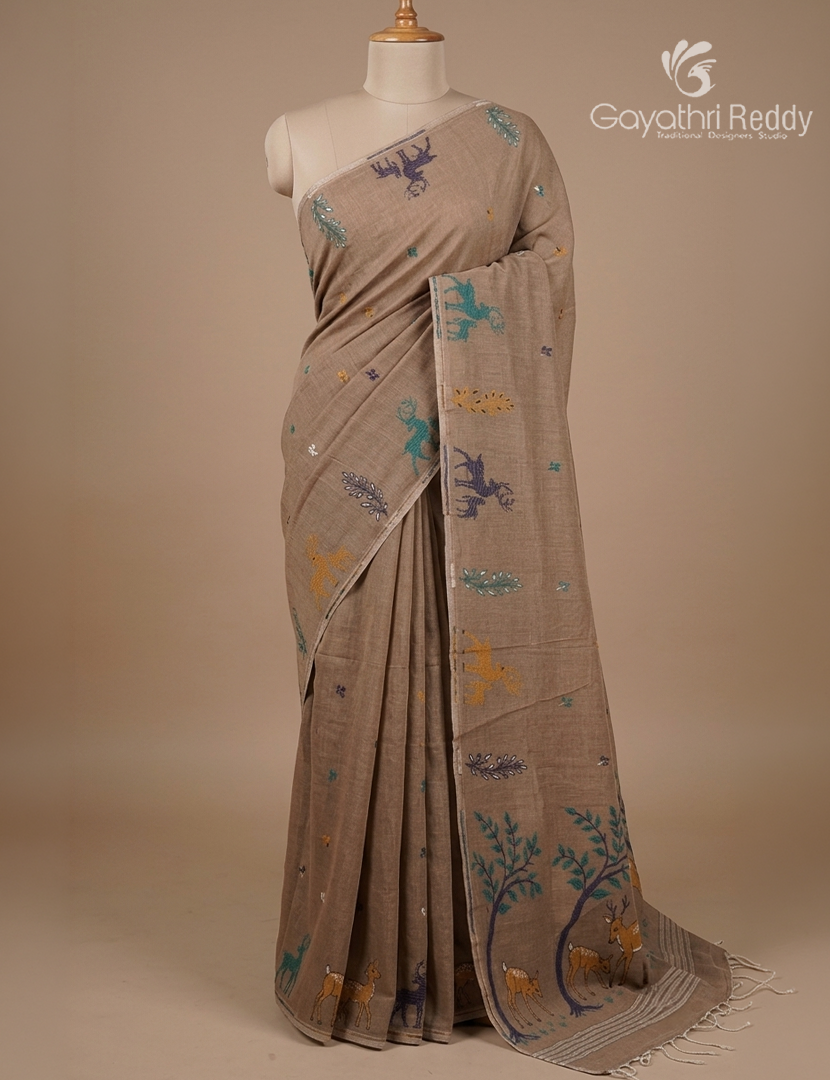 Jamdani Cotton Saree in Beige