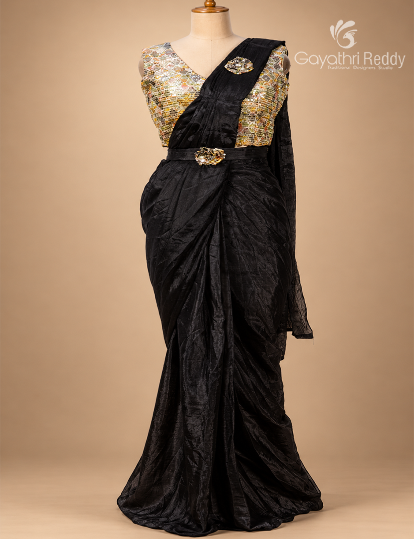 One Minute Saree in Black