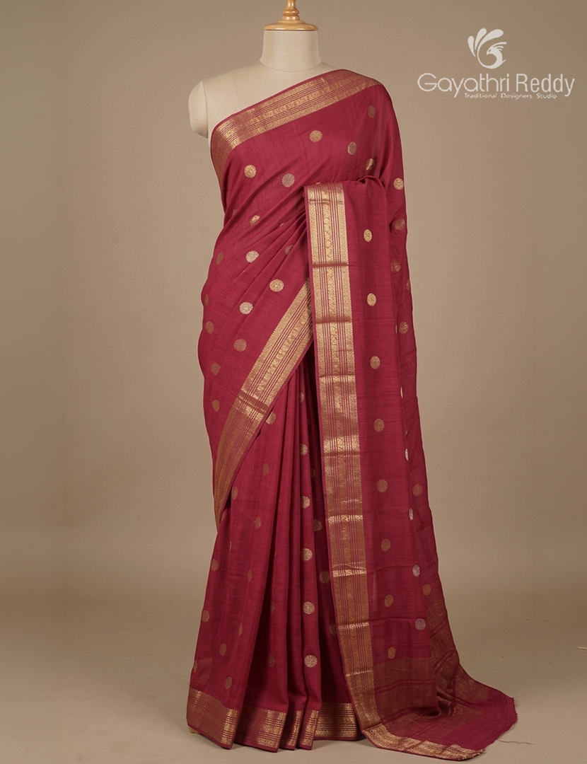 Semi Mysore Crepe Saree in Magenta